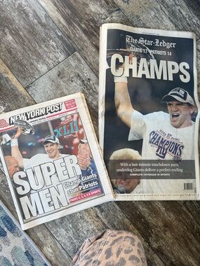 New York Post & Star Ledger 2/4/2008 Giants beat Patriots in Super Bowl XLII